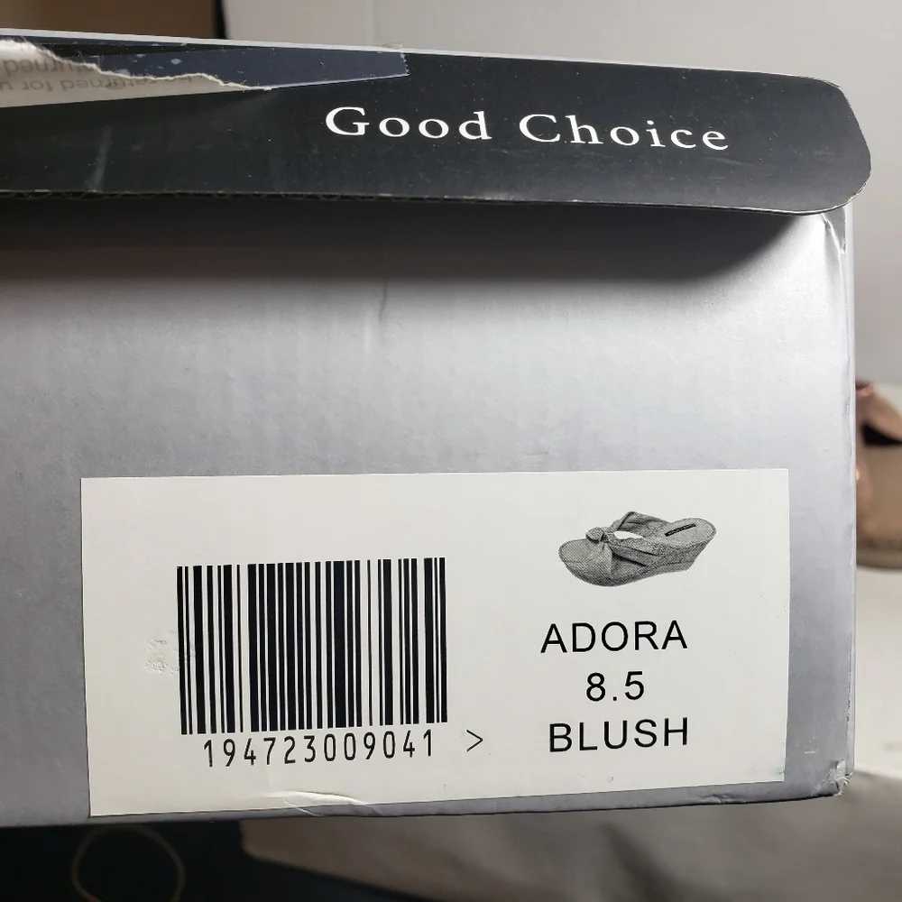 Good Choice Adora Blush Open Toe Backless Wedge Sandals Sz 8.5